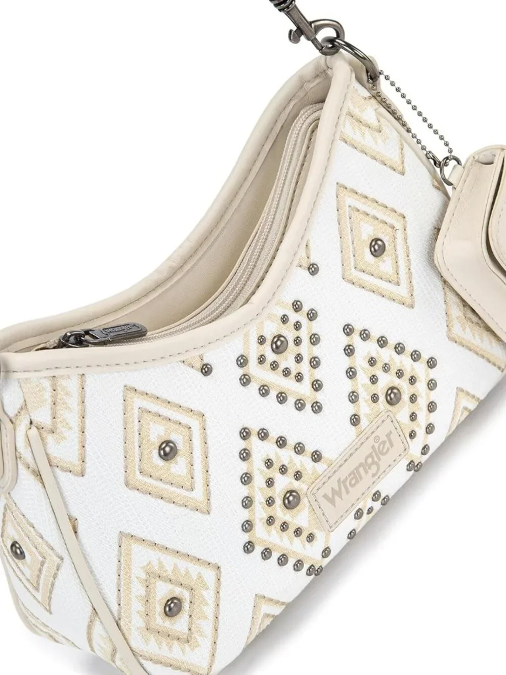 Wrangler Shoulder Bag for Women Denim Rivet Hobo Purse With Detachable Pouch